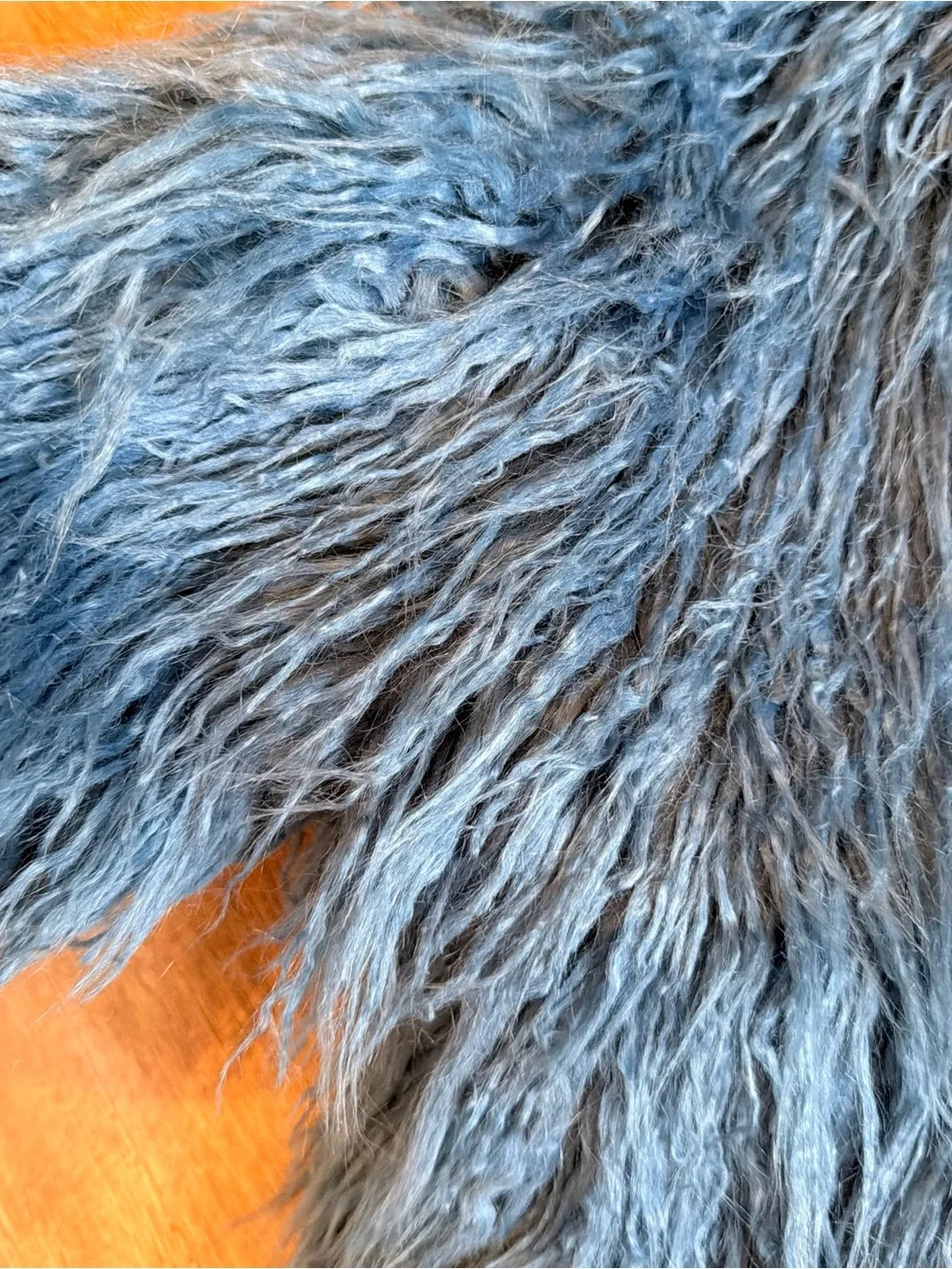 Plush Blue Faux Fur Kids Coat with Front Ties